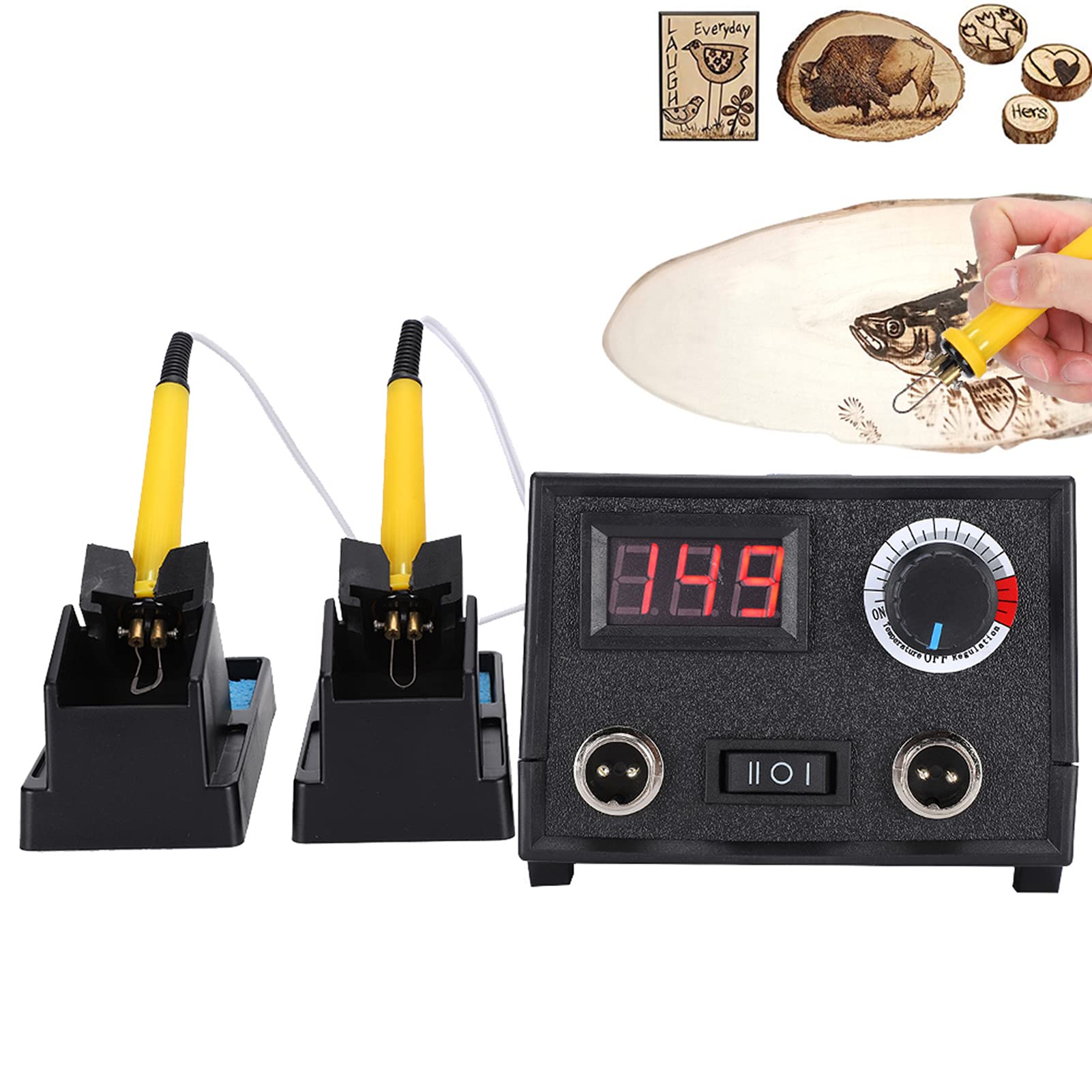 Kit de quema de madera, kit de pluma de pirografía de temperatura ajustable, herramienta de combustión de madera, kit de bolígrafo de pirografía para adultos y principiantes, herramienta profesional