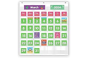 White Calendar Pocket Chart with 71 Cards