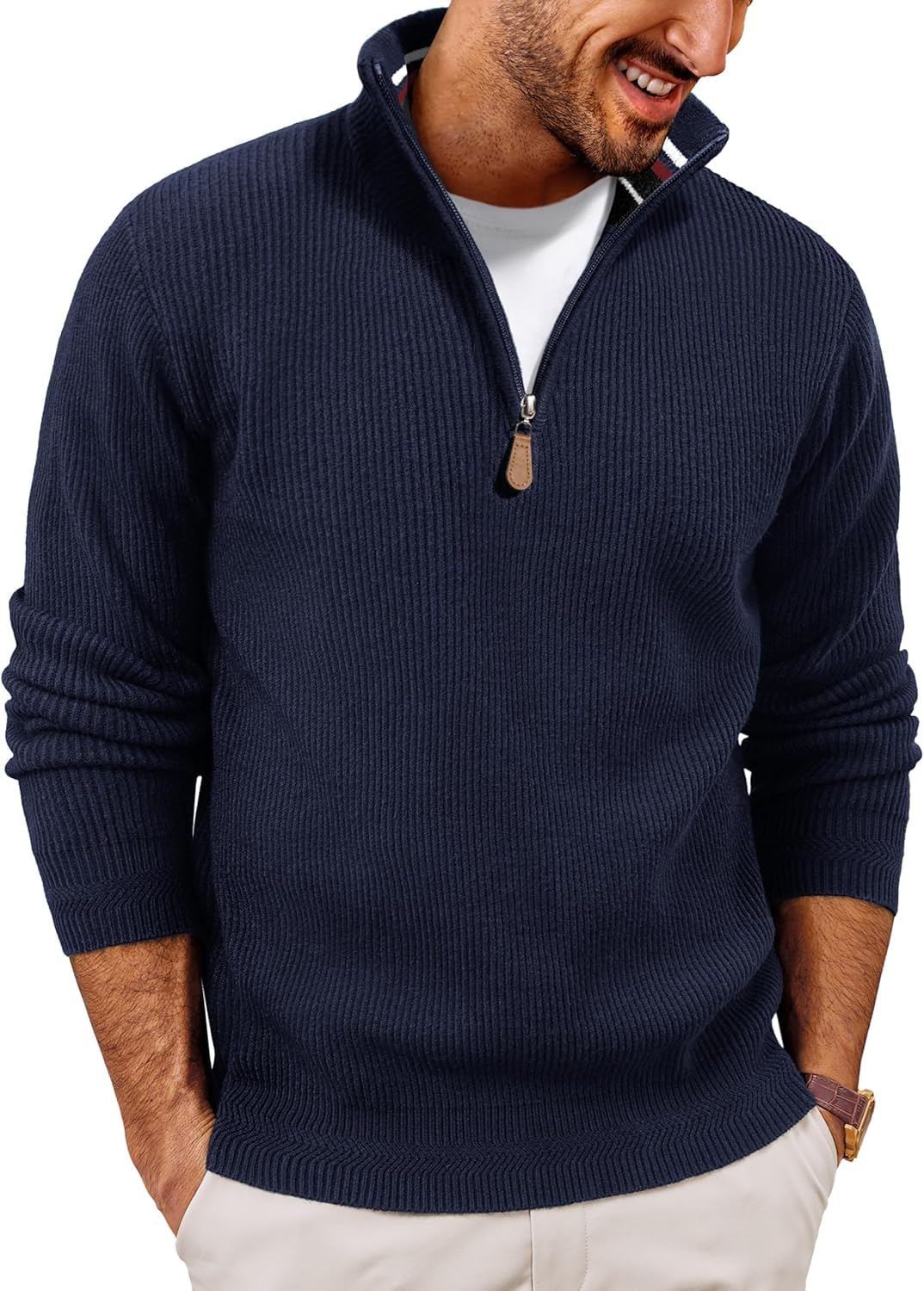 Men High Neck Zipper Full Sleeve Cotton Knitted Winter Sweater for Man Pullover Sweater Sweaters for Men Winter-image-31