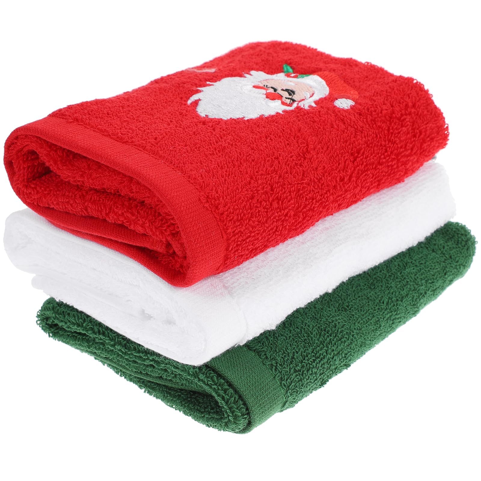 Cabilock 3 StüCk WeihnachtshandtüCher Embroidered HandtüCher Set, Baumwolle GäStehandtüCher GeschirrtüCher KüChentüCher Mit Kreativer Weihnachtsmotiv-Stickerei FüR KüChe Bad Und Alltag