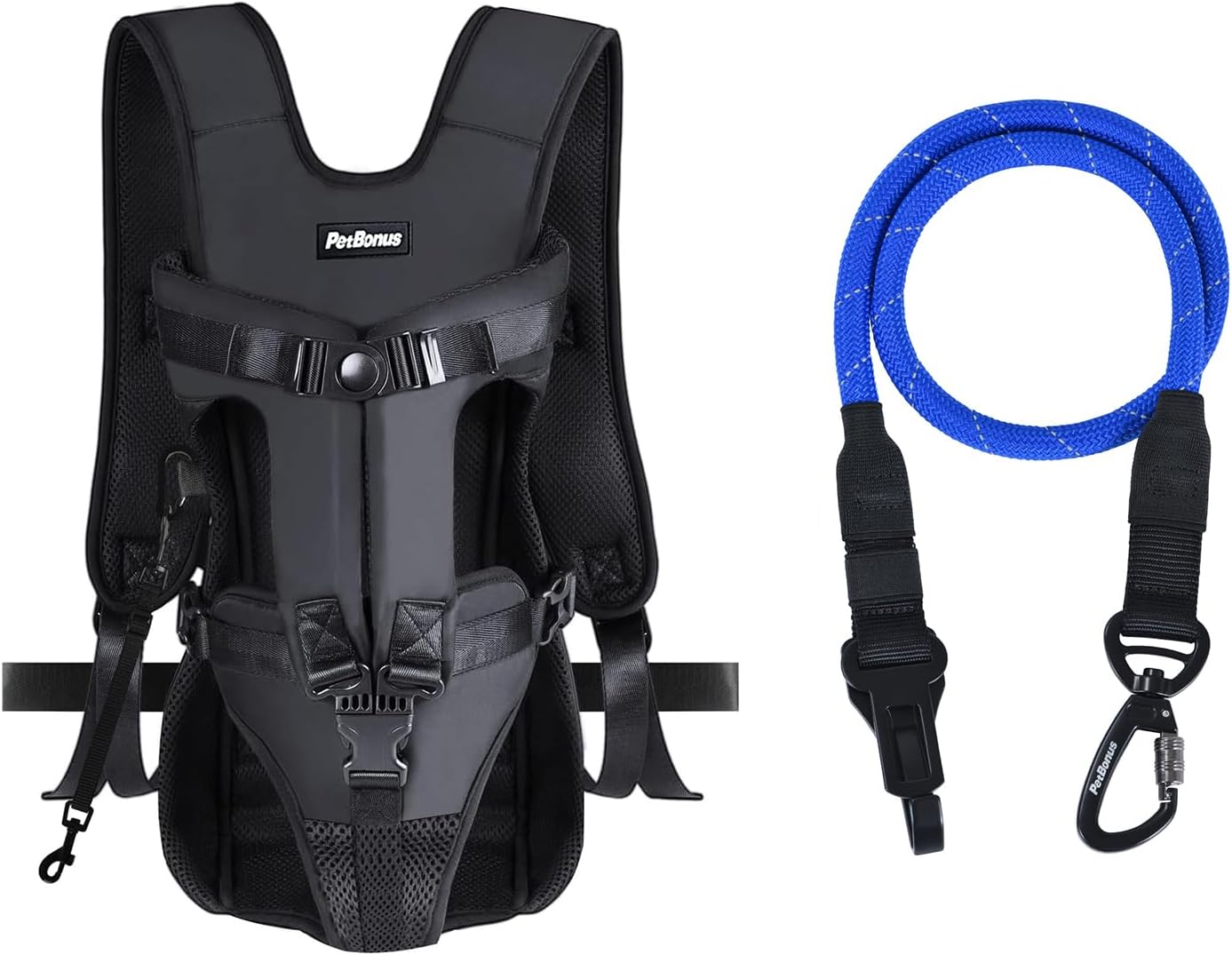 PetBonus Pet Front Dog Carrier Backpacks and Dog Seat Belt for Car