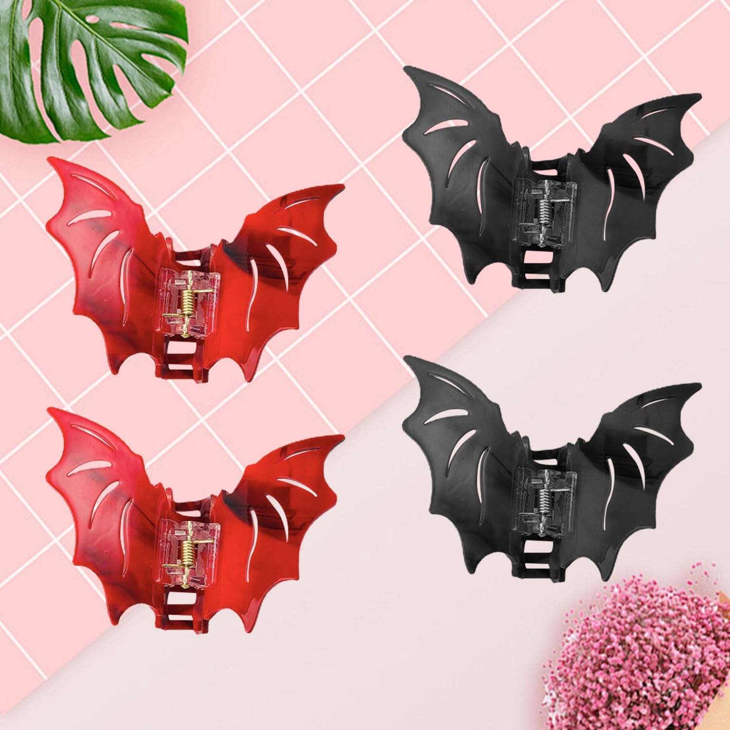 MFUOE 4Pieces Bat Hair Clips Halloween Bat Wings Clips Cool Punk Devil Wings Hairpins Halloween Party Fancy Hair Accessories for Women and Girls - Image 3