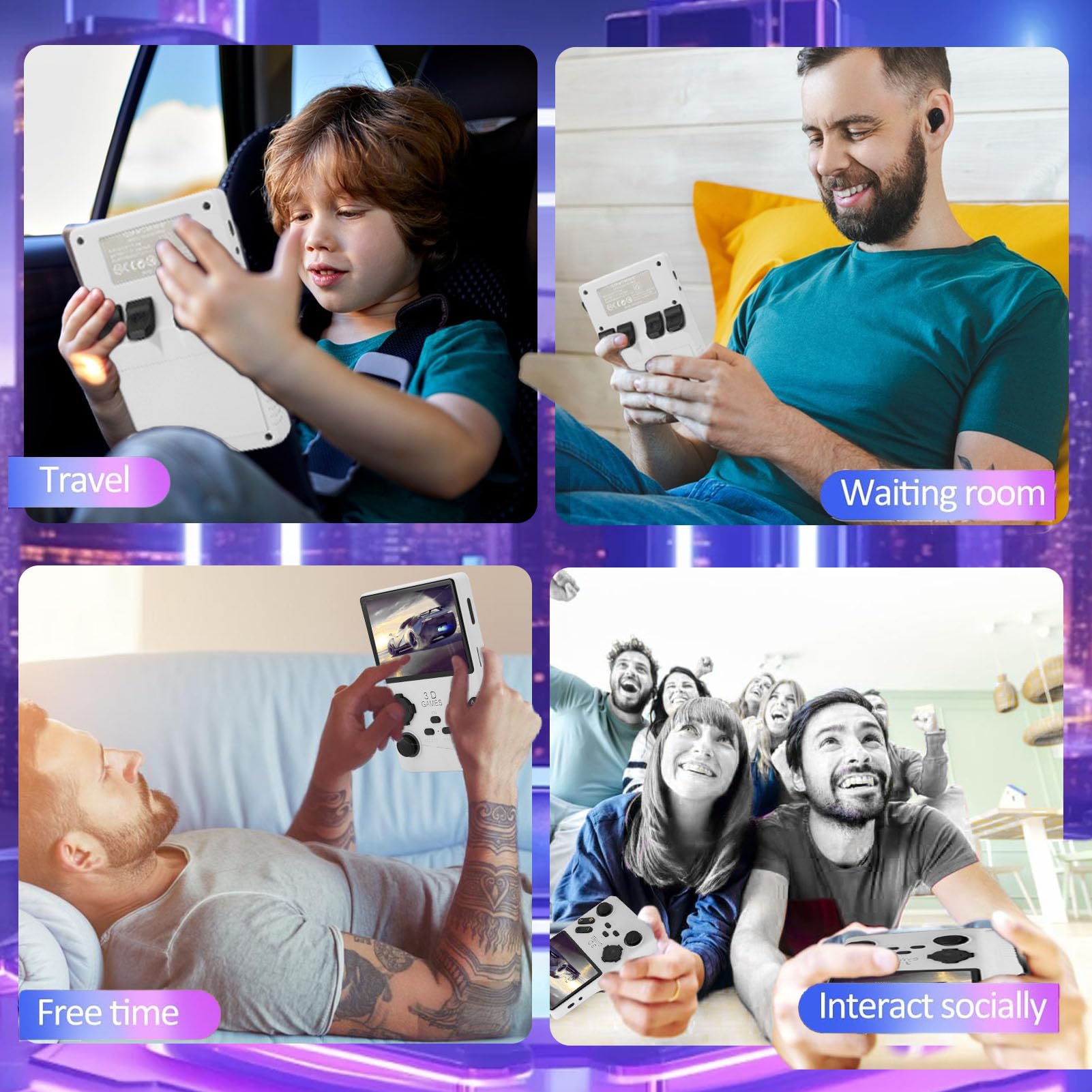 Vikye V40 Pro Handheld Game Console, 3,5 -calowa Konsola Gier w Retro, Naładowane Klasyczne 3800 MAh Podwójne Joysticks Handheld Console (WHITE)