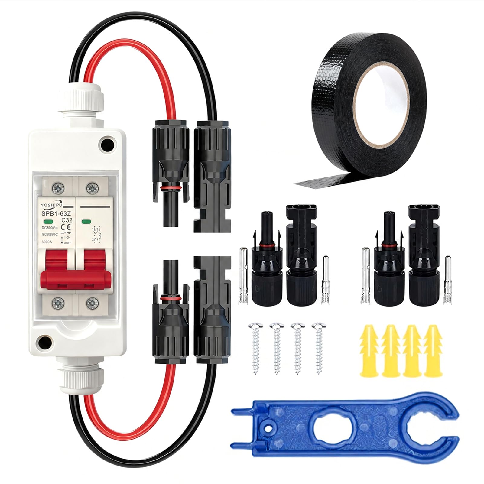 2P 32A Solar Isolator Switch, DC Circuit Breaker for PV Systems