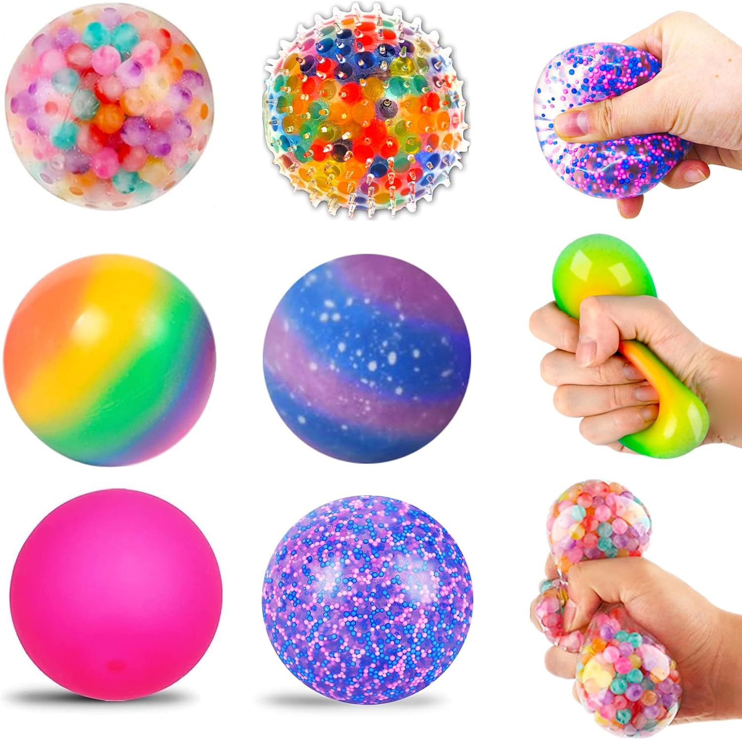 6 Pack Stress Balls for Adults and Kids – Colour Changing Mesh Fidget Ball Set, Sensory Stress Relief Toys, Bouncy Balls for Kids Party Bags, Anxiety Relief Toy for Home, School, Travel