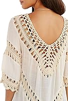 Vista 3 de Blusa para mujer estilo bohemia con cuello en V, túnica, blusas, para cubrir traje de baño.