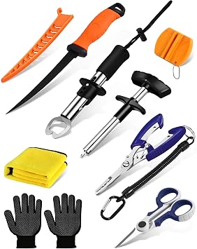 Fish Lip Gripper,Fishing Split Ring Pliers,Fish Hook Remover Tool Kit,Fishing Gear Gift for Men,Saltwater Line Cutting Fishing Tackle,Accessory Set