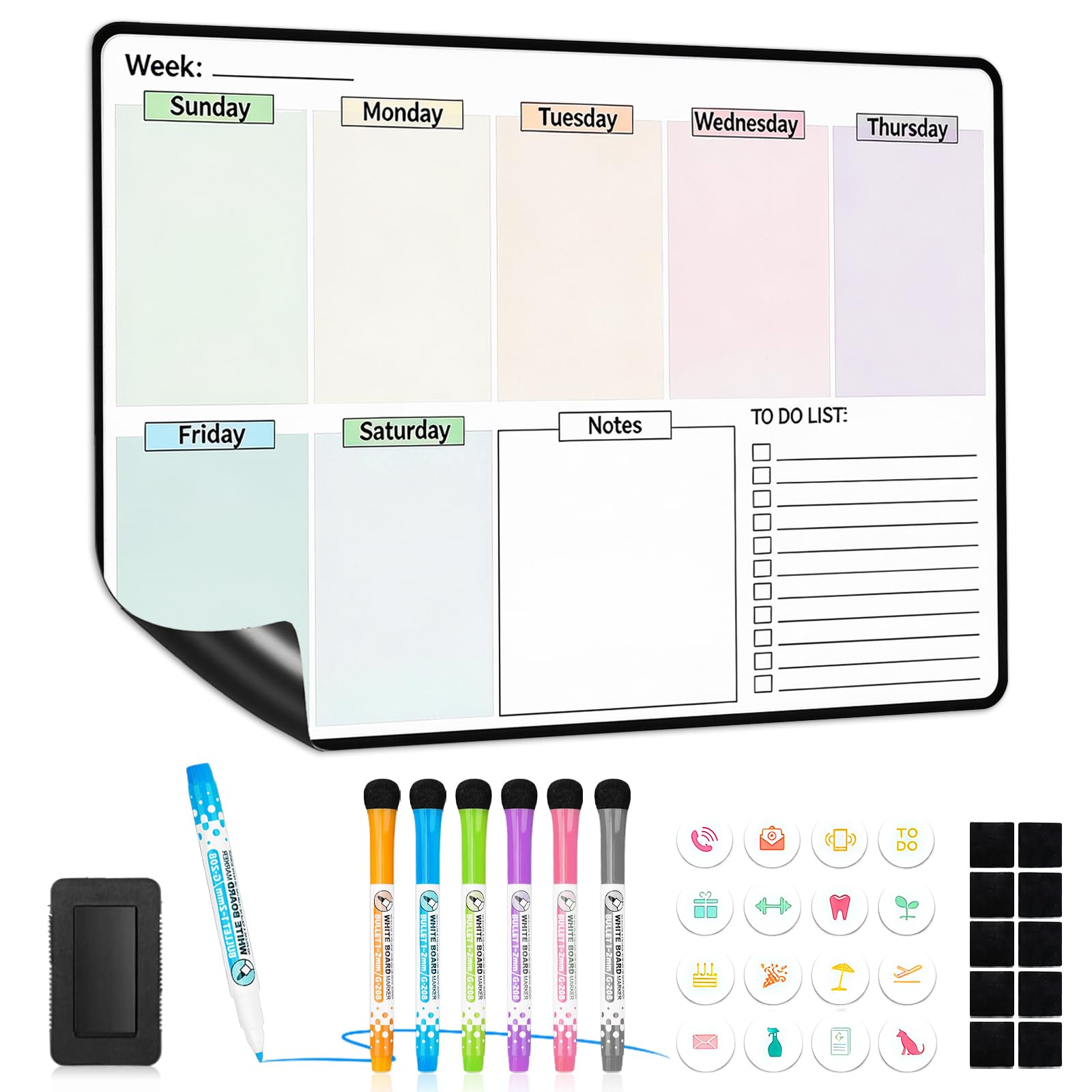 HAGOT Magnetic Weekly Planner Whiteboard for Fridge Calendar, Self Adhesive