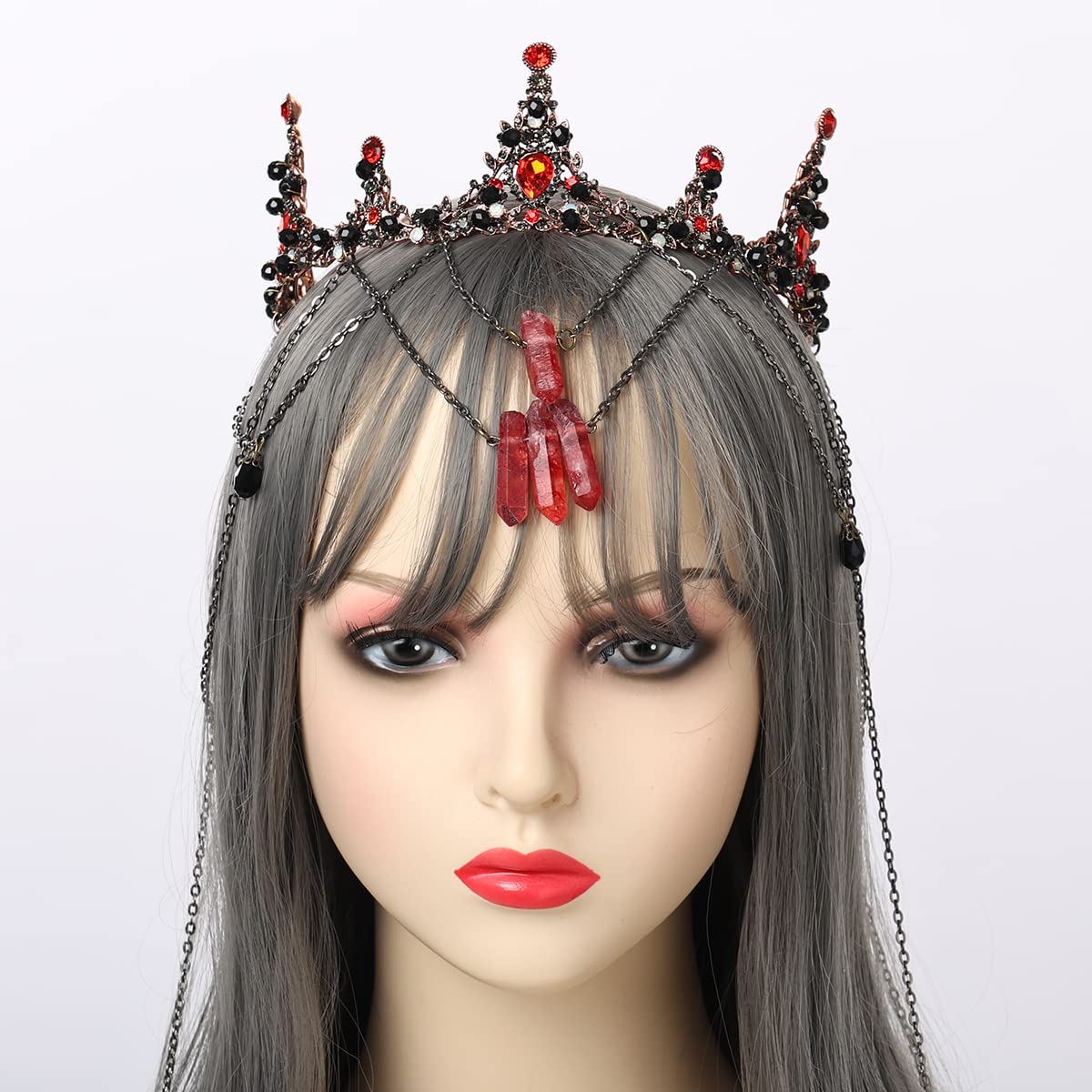 GRACEART Królewska korona ślubna kryształowa widowiskowa tiara opaska na głowę ślubna damska biżuteria do włosów (B)