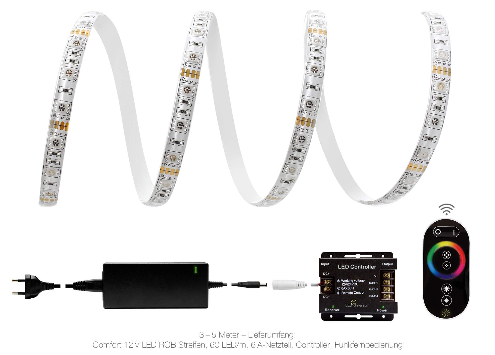 LED Universum RGB LED Streifen 12V 5m 60 LED/m IP65