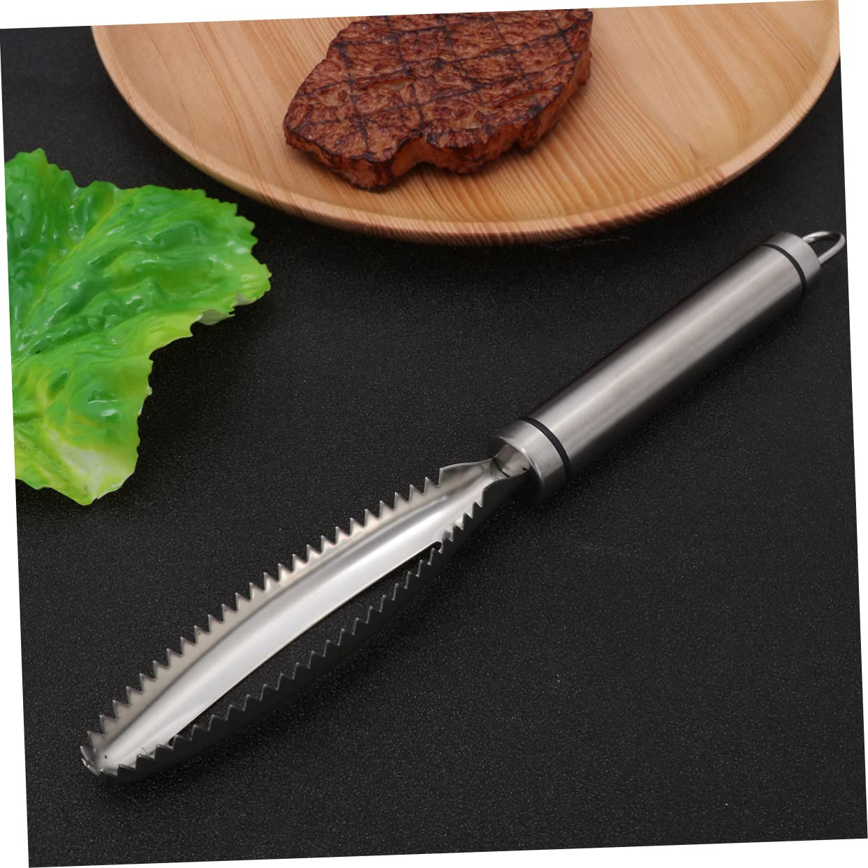 Cabilock Stainless Steel Shaver Tool Efficient Fish Skin Cleaner for Easy Scale Removal Comfortable Grip Kitchen Gadget for Fish Preparation Silver