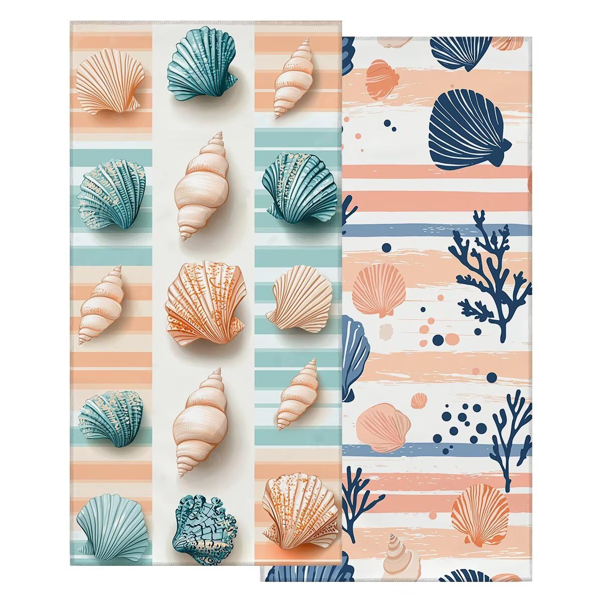 Toalla Playa 80x160 cm, Toalla Gimnasio Microfibra Secado Rapido, Juego de 2 Antiarena Toallas de Playa, Ligera Compacta Toallas Microfibra Grande para Viaje, Regalo Hombre Mujer (Caparazón) -5025
