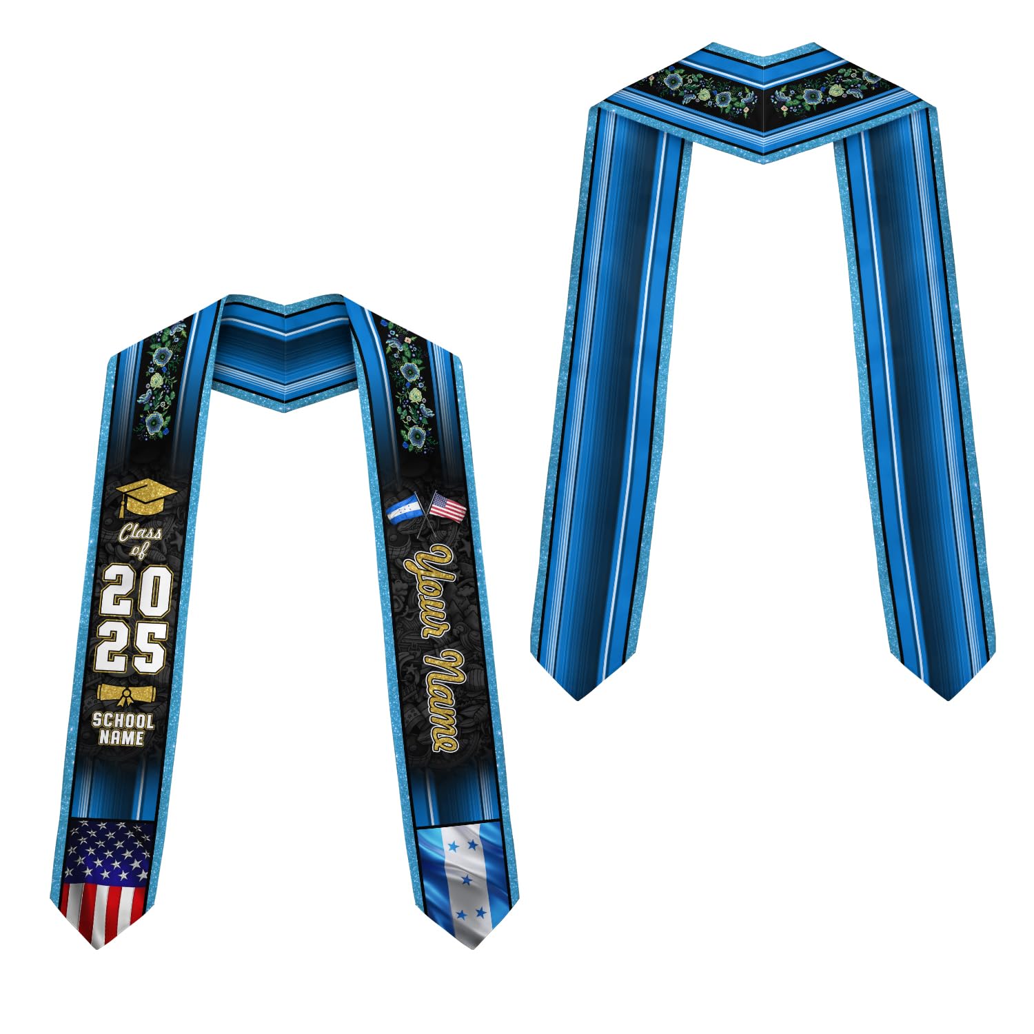 MonkeyVan Personalized Honduran Graduation Stole 2025,Custom Honduras Flag Sash,Honduras Graduation Stole for Class of 2025 S347