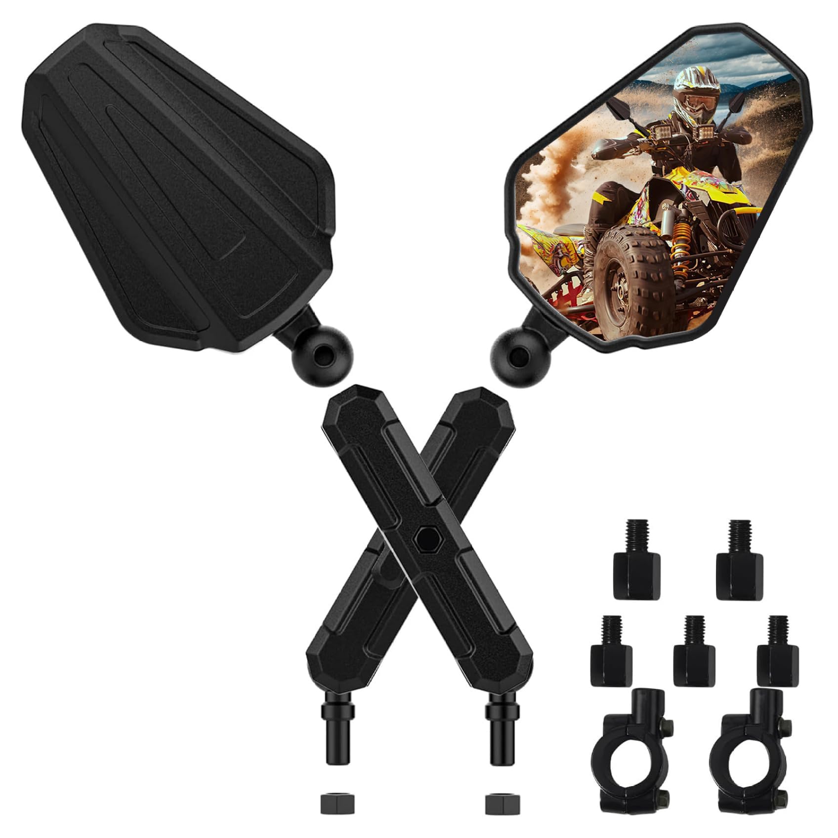 Motorcycle Mirrors 1 Pair Motorcycle Mirrors, 360° Double Take Mirrors, Motorcycle Rear View Mirror with 7/8" Handlebar Mount and 8mm 10mm Screws for Electric Vehicles, Sports Cars