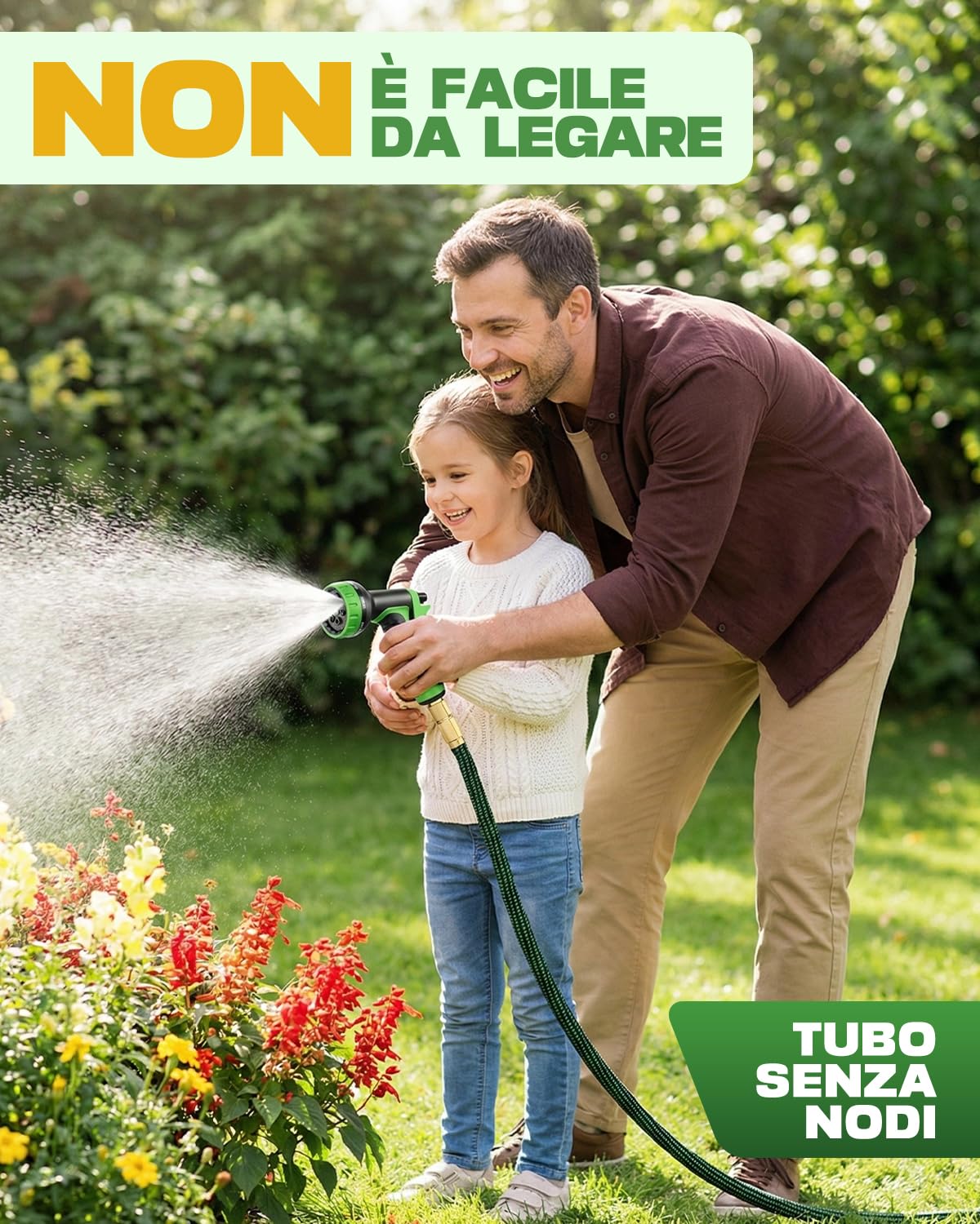 Tubo Irrigazione Estensibile Giardino 30 Metri, Canna Acqua Giardino con Pistola a Spruzzo 10 Modalità e Connettori in Ottone, Ideale per Cortile, Prato e Lavaggio Auto