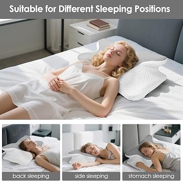 Memory Foam Pillow, Orthopedic Cervical Pillow, Pillows for Neck and Shoulder Pain or Sides, for Sides, Back and Stomach Sleepers - 63 x 41 cm x 9/12 cm