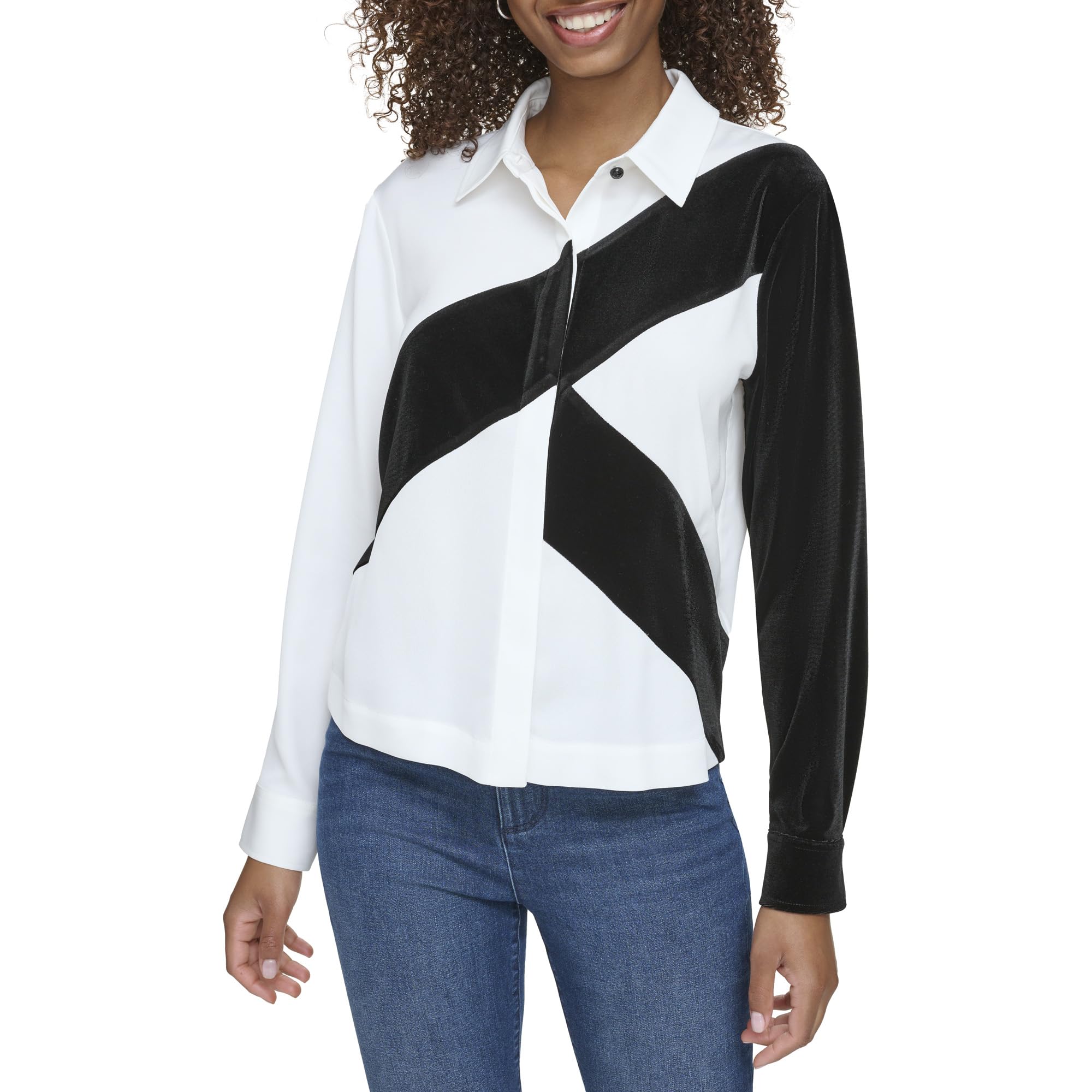Karl Lagerfeld Paris L3ia9697-whb-small koszula damska, biała/czarna, mała, biały i czarny, S