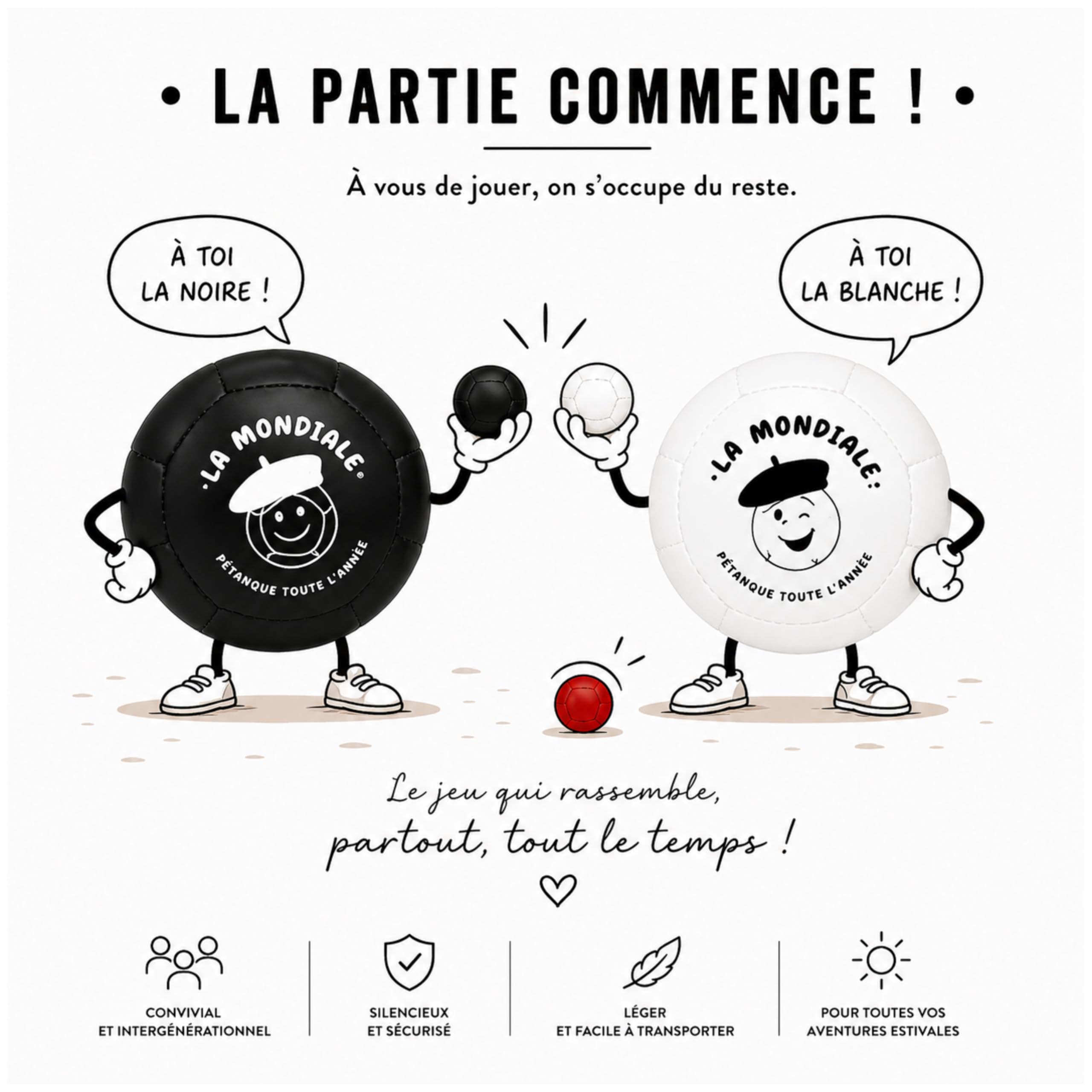 La Mondiale - Jeu de pétanque Intérieur – Kit 6 Boules + cochonnet – pour Enfant & Adulte – Utilisable sur Toutes Surfaces – Idée Cadeau Fun