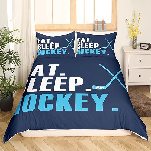Miniatura 3 de Juego de funda de edredón de hockey sobre hielo, juego de ropa de cama para eventos deportivos de hockey para niños, niñas, mujeres y hombres, juego