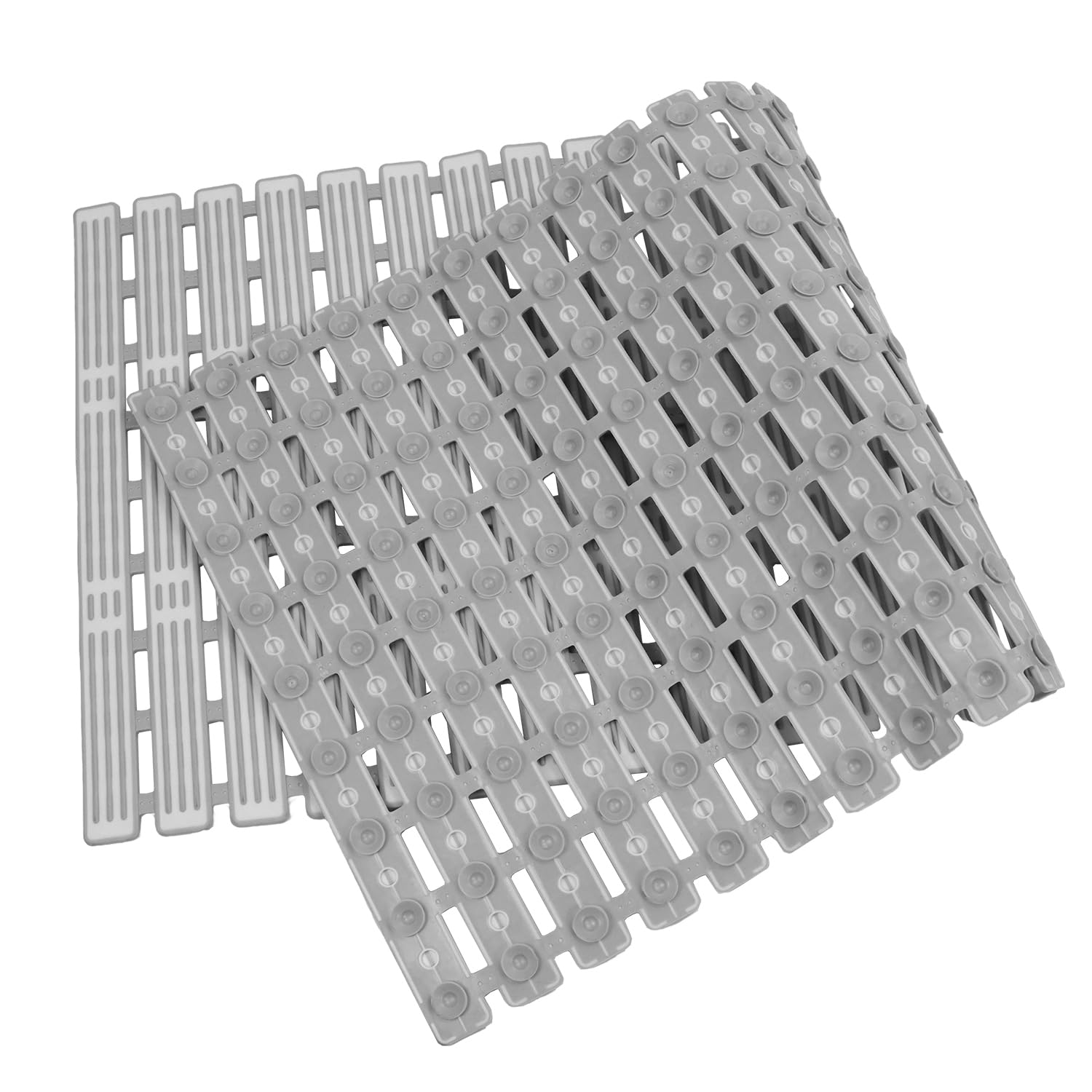 Qwork Gray Qwork® Anti Mould Shower Mat 90X40 Cm - Fast Drainage Bath Mat - Non Slip With 216 Suction Cups