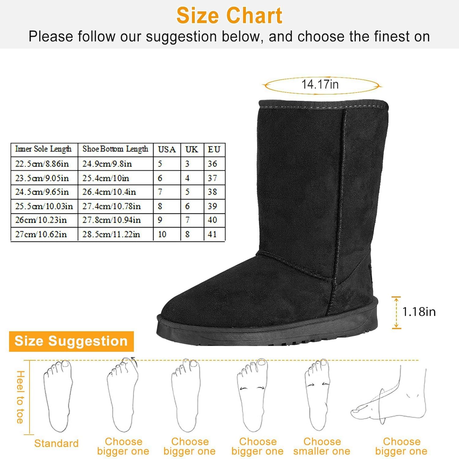 iMounTEK Winter Boots for Women Faux Suede Water Resistant Snow Boots Mid Calf Boots Ankle Boots Women's Winter Snow Boots with Warm Fur Lined Comfort Short Booties - Image 7