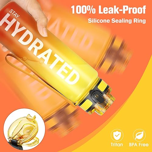 Miniatura 2 de Sahara Sailor Botella de agua, 322517 onzas, botellas de agua duraderas y a prueba de fugas, motivacionales con marcador de tiempo, Tritan, sin BPA,