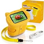 Kids Microscope, 1000X 4K Digital Microscope with 2.4″ IPS Screen & 8 LED, USB Rechargeable, STEM Science Learning Kit Toys, Great Gift for Boys and Girls Aged 4-12