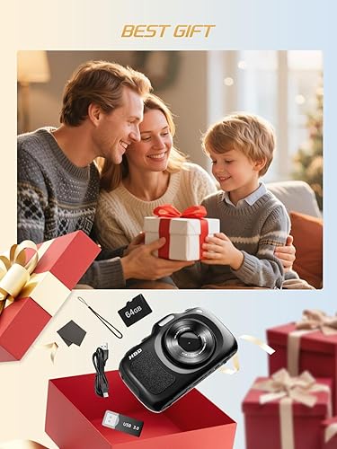 Miniatura 8 de NBD Cámaras digitales de 64 MP para fotografía, cámara de punto y disparo 4K, cámaras de viaje compactas con zoom 16X, cámara de enfoque automático