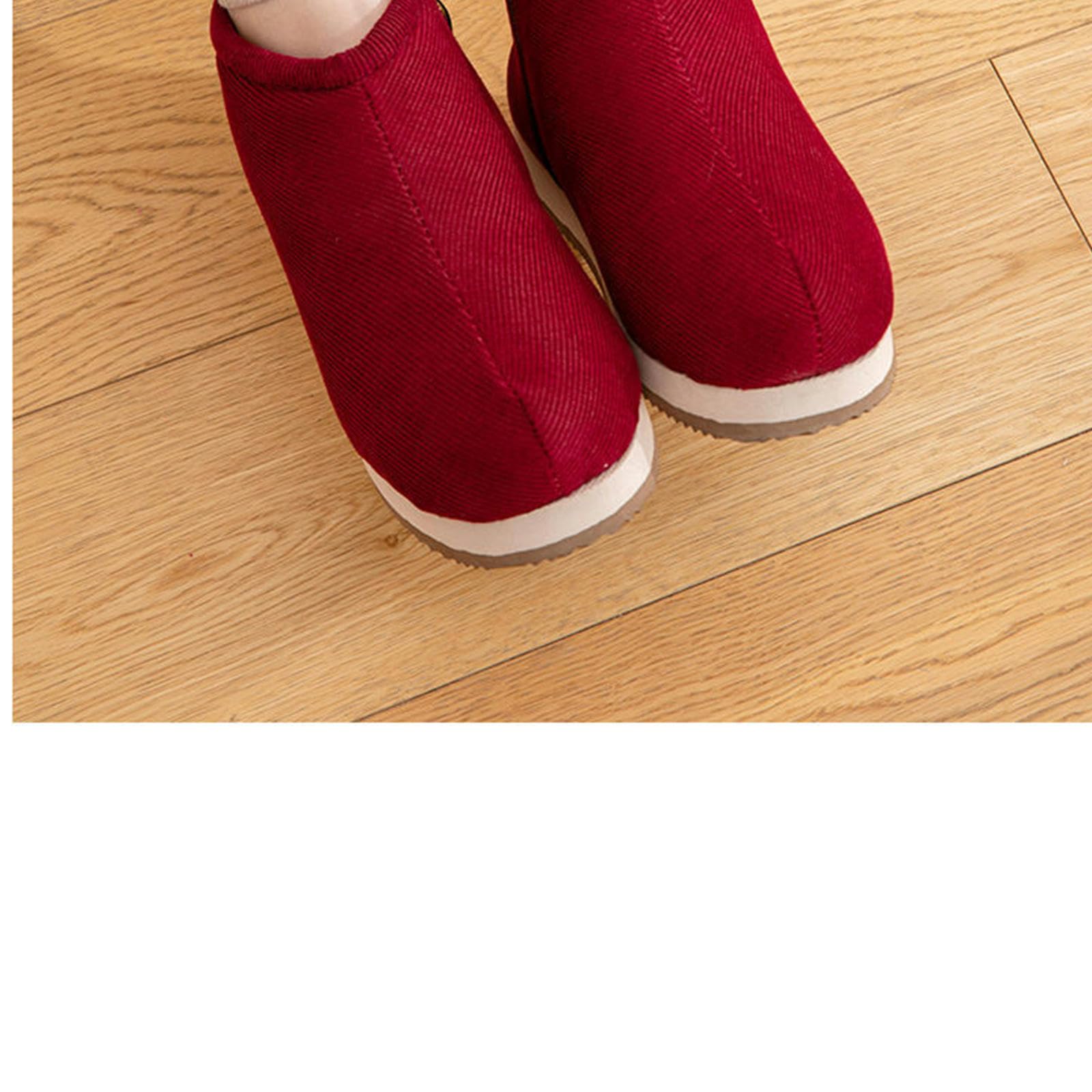 Zapatillas Fiesta De Fieltro Difuso De Las Mujeres Espuma De Memoria Cerrada Damas con Forro De Goma Anti-Deslizamiento De Revestimiento Cálido-jujube Rojo-42 Yardas