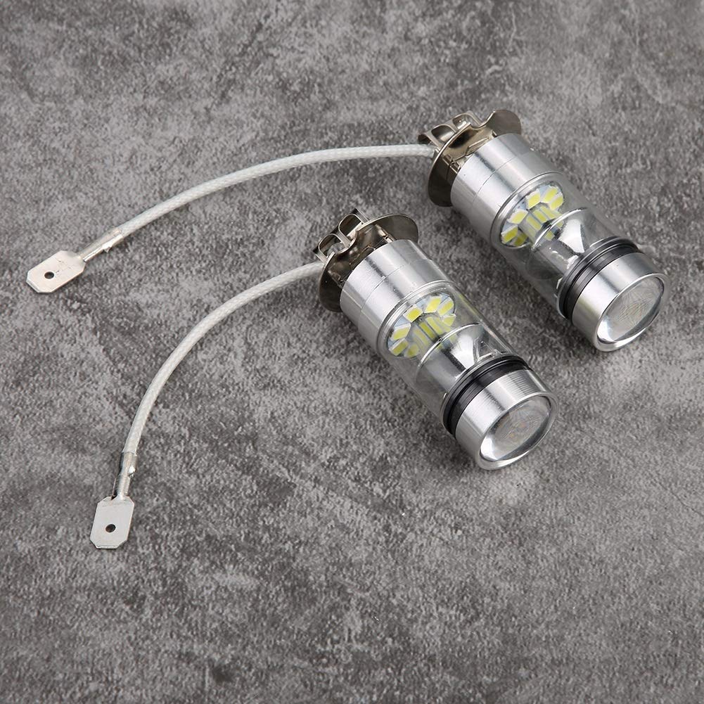 Yctze 2 bombillas LED H3 6000K 100W 20-SMD de alta potencia para luz antiniebla de conducción DRL, 2 piezas H3 6000K 100W LED 20-SMD de alta potencia