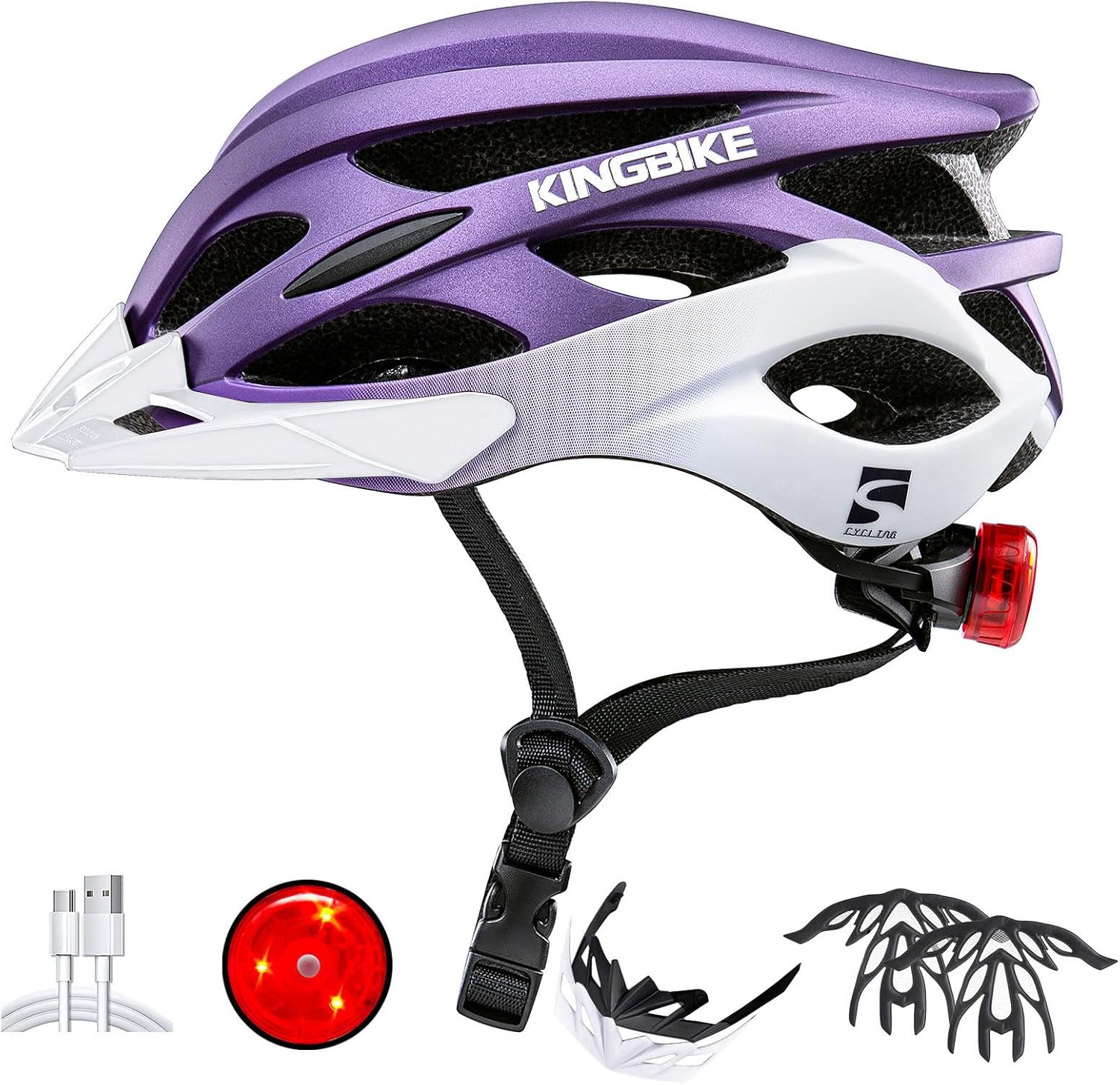Casco KINGBIKE pa Bici con Luz USB Recargable - Proteccion Segura y Comoda pa Ti 2