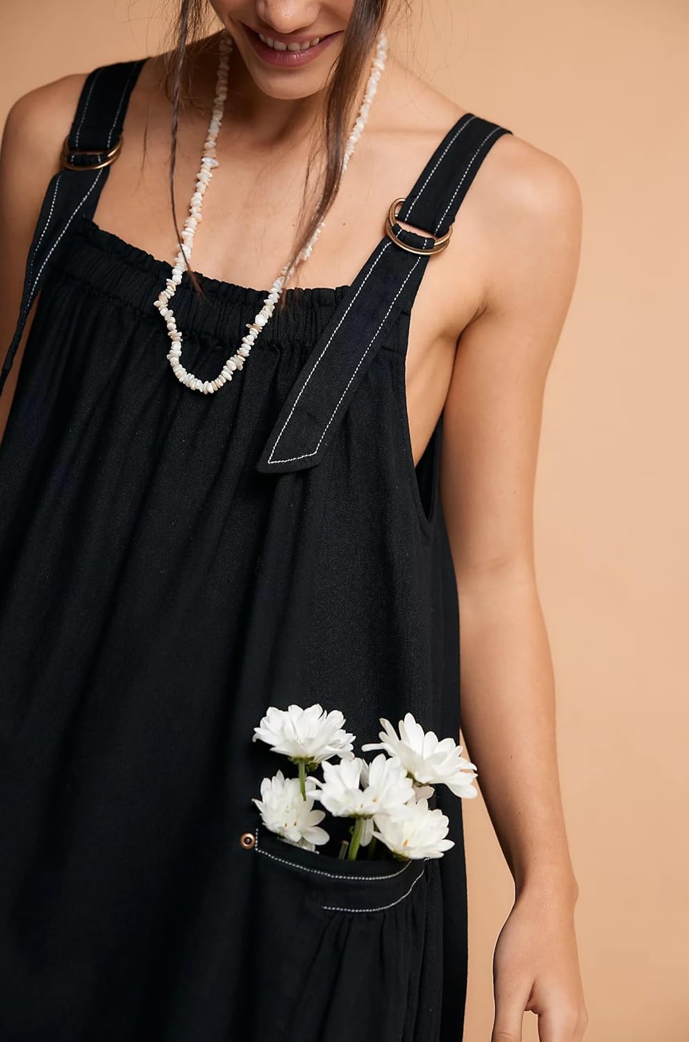 chouyatou Women's Cargo Overall Dress Sleeveless Adjustable Strap Safari Maxi Jumper Dress with Pockets - Image 7