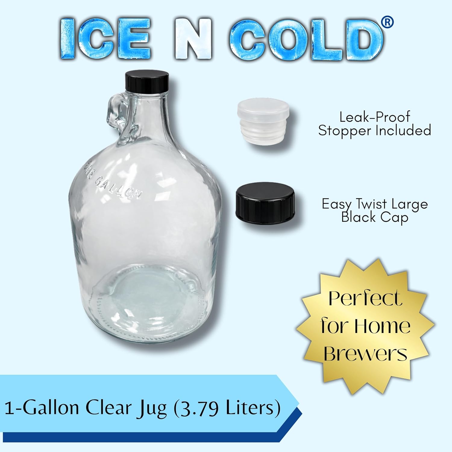 1 Gallon (128 oz) Clear Glass Jug With 38mm Cap | FAST SAME DAY SHIPPING - Image 3