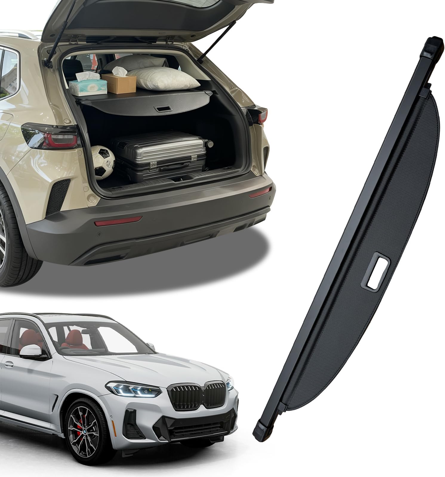 - Cargo Cover for BMW X3 2018-2024,Retractable Cargo Trunk Cover for BMW X3 Waterproof Anti-Peeping Luggage Shield Shade Car Accessories,Carbon Fiber Texture 2019 2020 2021 2022 2023