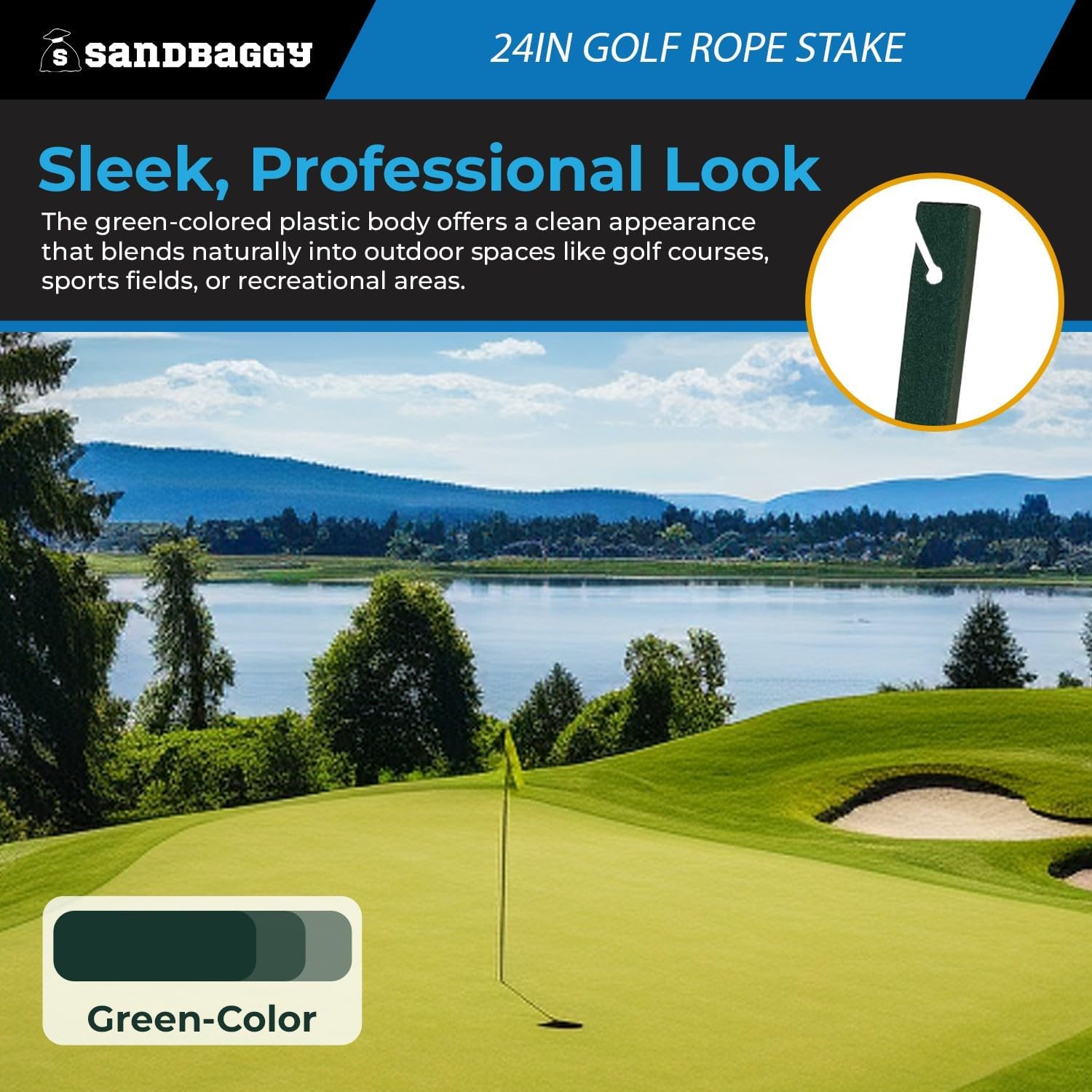24" Golf Rope Stake - Square Stake (UV Resistant) (24 inch, 10, Count)