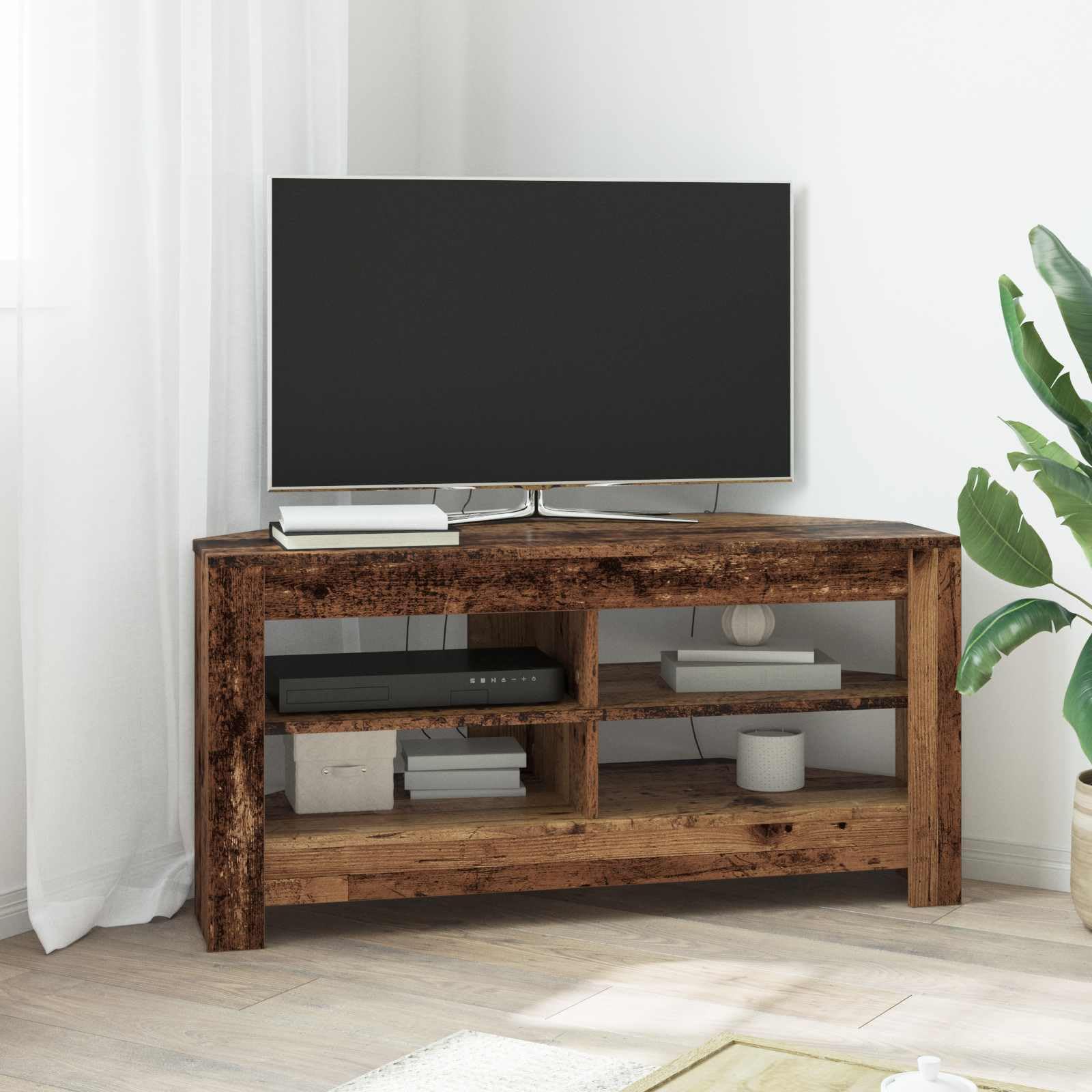vidaXL RogowaSzafkanaTelewizor 102 x 40,5 x 45 cm Stare drewno