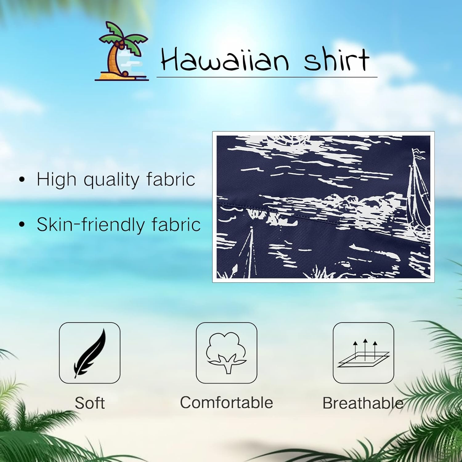 Men's Hawaiian Shirt Short Sleeve Button Down Tropical Summer Beach Casual Shirts - Image 5