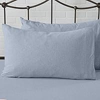 Vista 63 de Great Bay Home Cotton Jersey Knit Twin Sheet Set - Ultra-Soft, Stretchy, Heathered Melange Denim Blue Bed Sheets - Cozy, Soft T-Shirt Sheet &