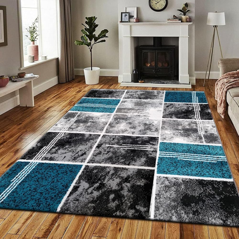 Super Soft Rugs for Living Room Bedroom Rug - Thick Dense Pile Non Shed Fluffy Rug For Bedroom - Small Medium Large Carpet Area Rugs Kitchen Floor Mat (Teal, 120 x 170 cm (4ft x 5ft 8"))