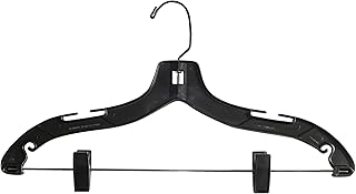 NAHANCO 2500PCBHHU Plastic Suit Hangers, Heavy Weight, Black Hook with Plastic Clips, Home Use, 17