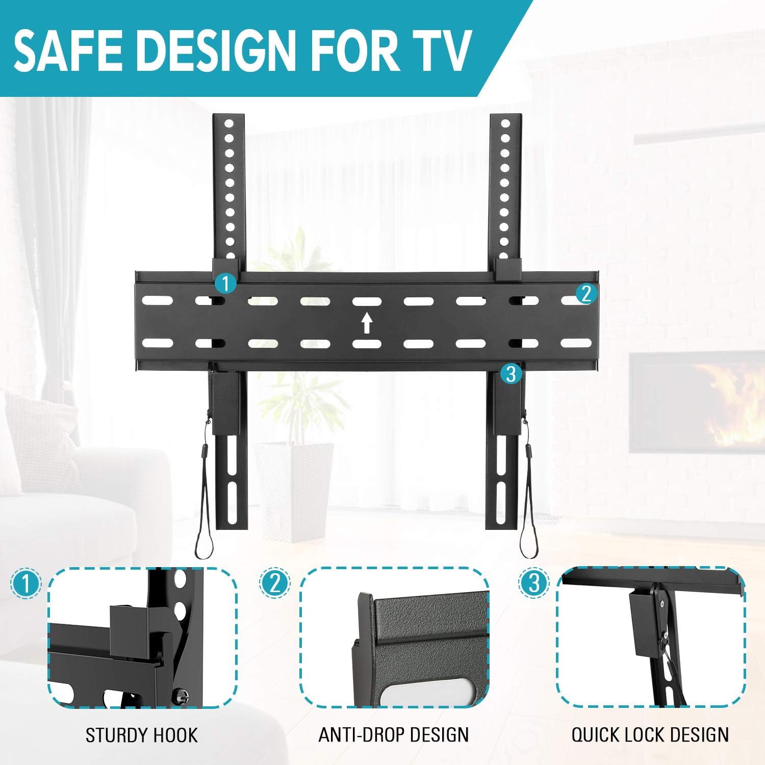 MOUNTUP Tilting TV Wall Mount Bracket for 26-55 Inch Flat Screen TVs/ Curved TVs, Low Profile TV Wall Mount TV Bracket - Easy to Install On 12" or 16" Studs, VESA 400x400mm Weight up to 99 LBS, MU0007 : Electronics