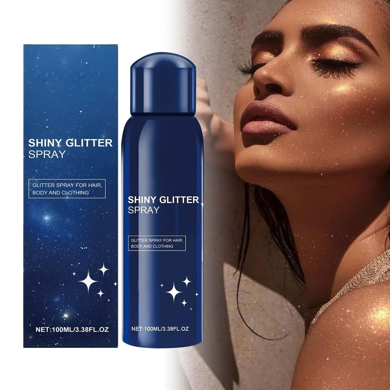 Błyszczący spray z brokatem - cekiny do ciała odzież do włosów 100ml | Błyszczący spray do włosów, ciała i odzieży, idealny na festiwale i imprezy, 100 ml