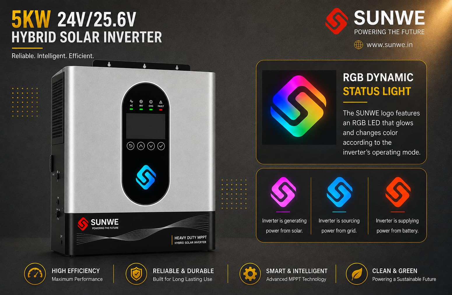 5KW Hybrid Solar Inverter - Batteryless & WiFi -5