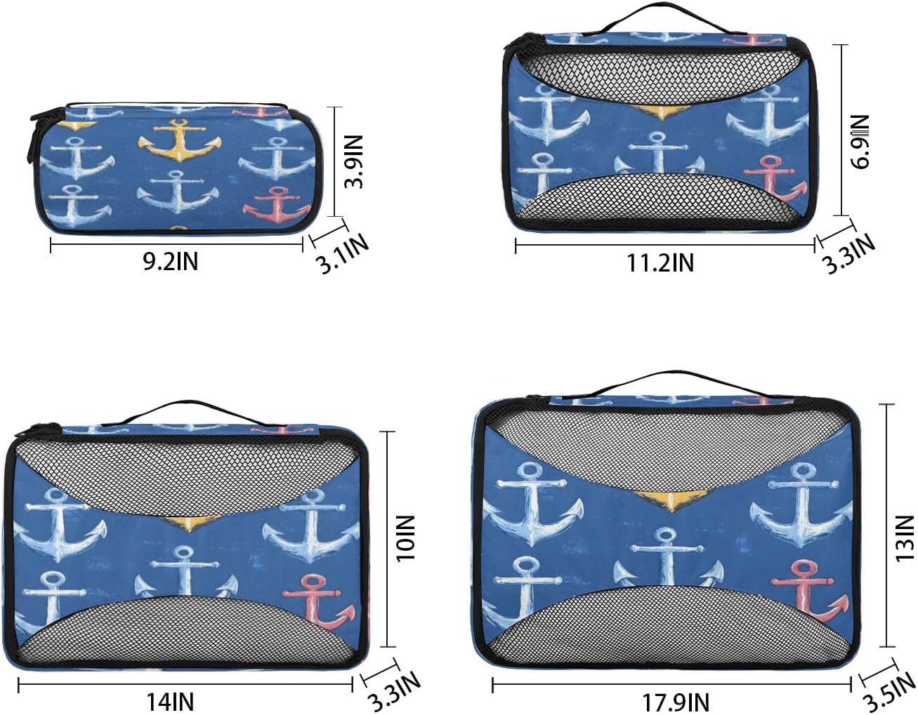 Ocean Anchor 4 Set Packing Cubes Packing Cubes for Women Lightweight Travel Essential Bag Clothes Carry on Suitcase Bags for Accessories Essentials