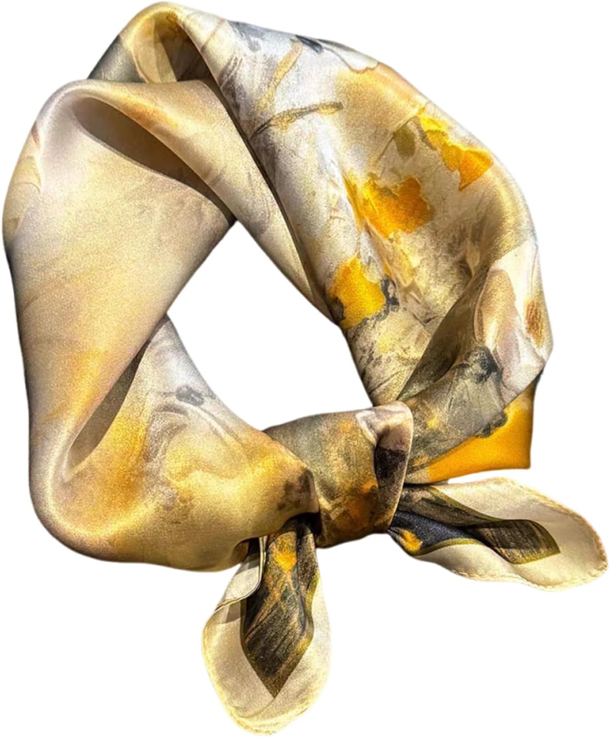 100% Mulberry Silk Neck Scarf - 21"x21" Small Printed Square Neckerchief Scarves for Women Gift Packed