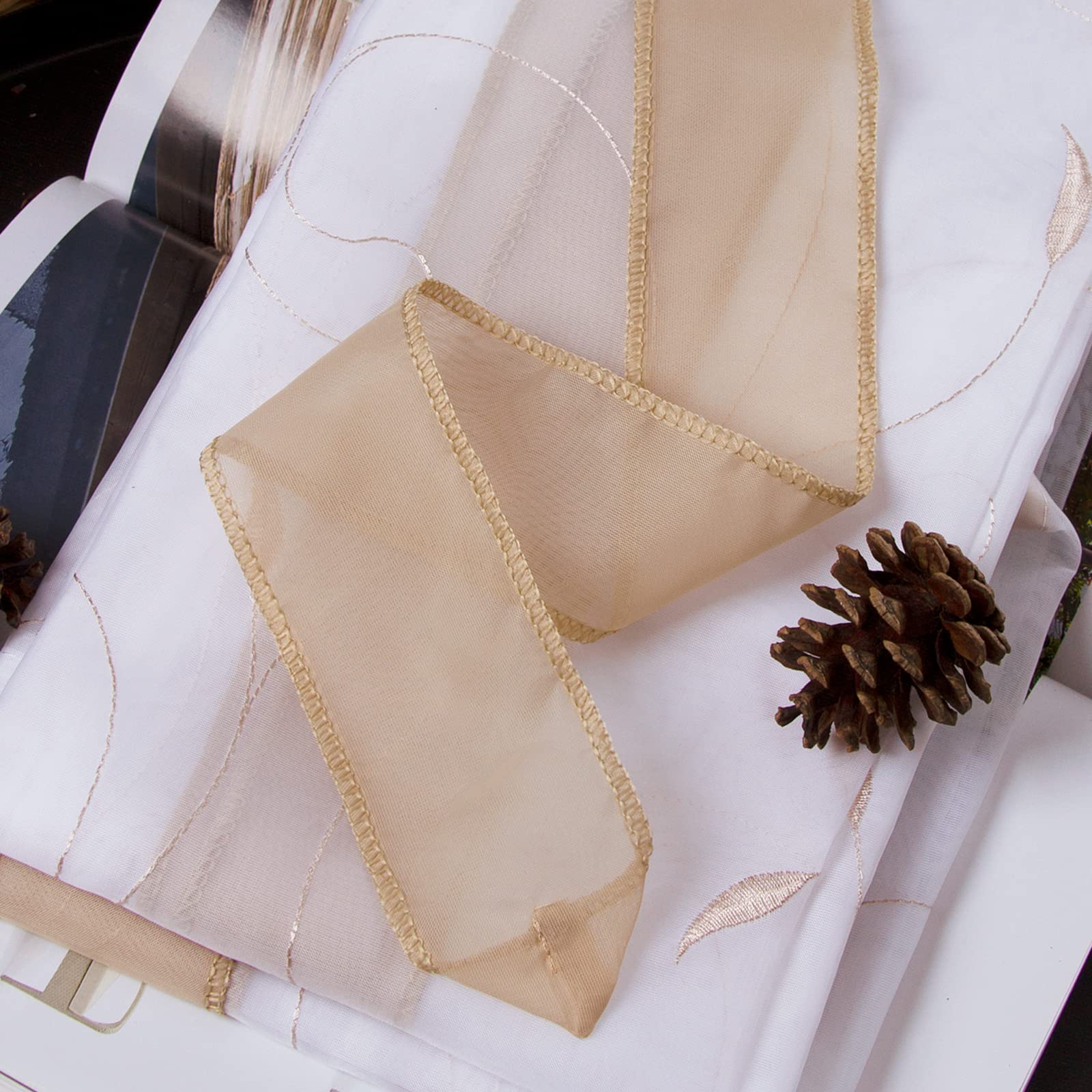 SIMPVALE Tende a Pacchetto Finestre, Beige 60x140 cm Tenda per Interni di Alta Qualità, Tende Romana di Stile Classico e Tenda Trasparenti in Voile per un'atmosfera Unica