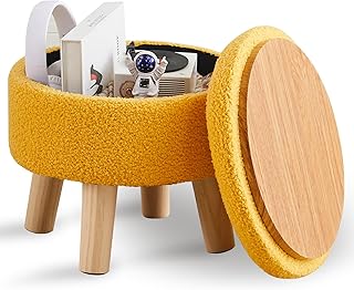 Wimarsbon Storage Ottoman, Modern Round Footrest with Soft Padded Seat, ...