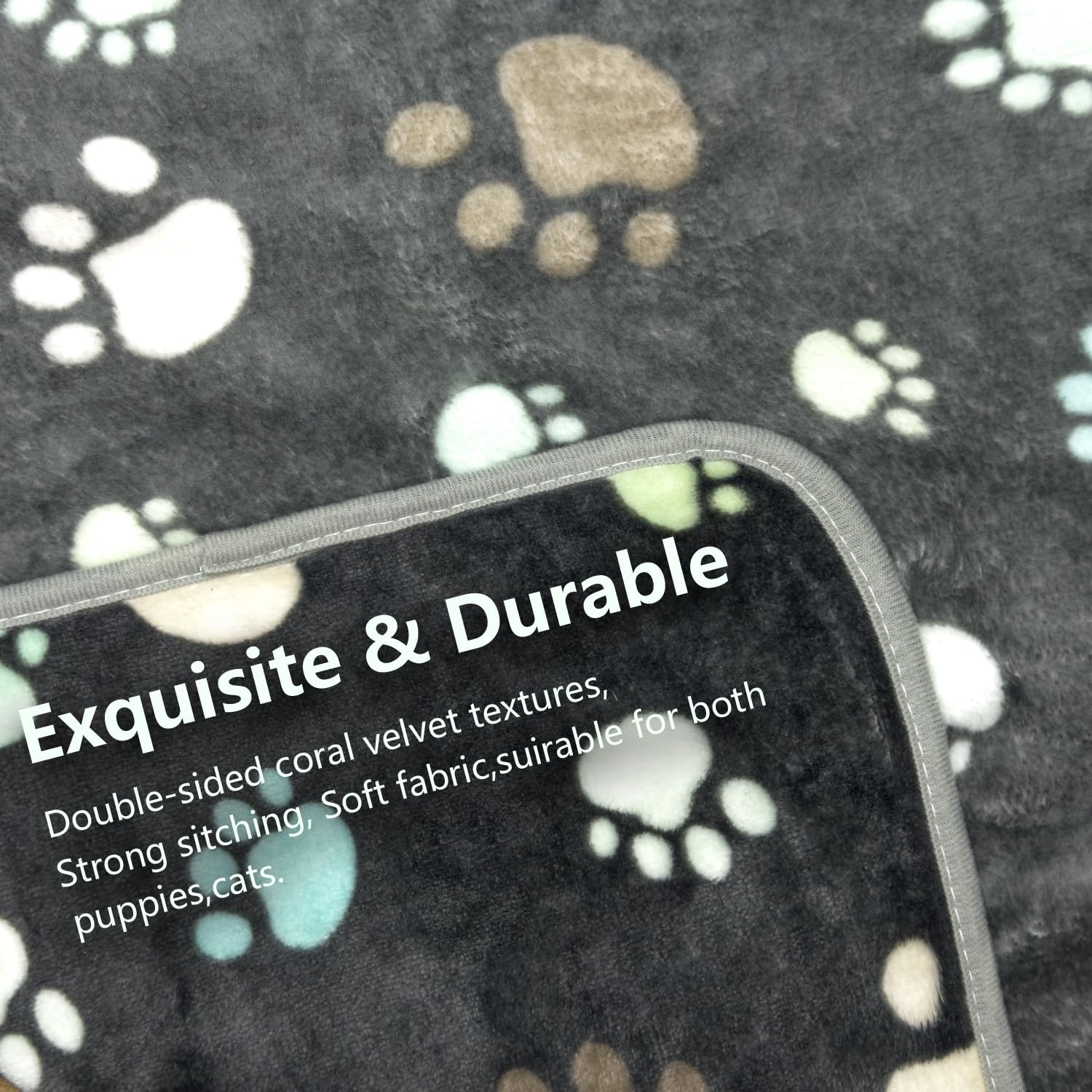 LeapSheep Dog Blankets Washable Thick Fleece Pet Blankets for Dogs Comfortable Warm Dog Blanket Large Washable Dog Blanket for Small Medium Large Pets (Big Paws - Image 3