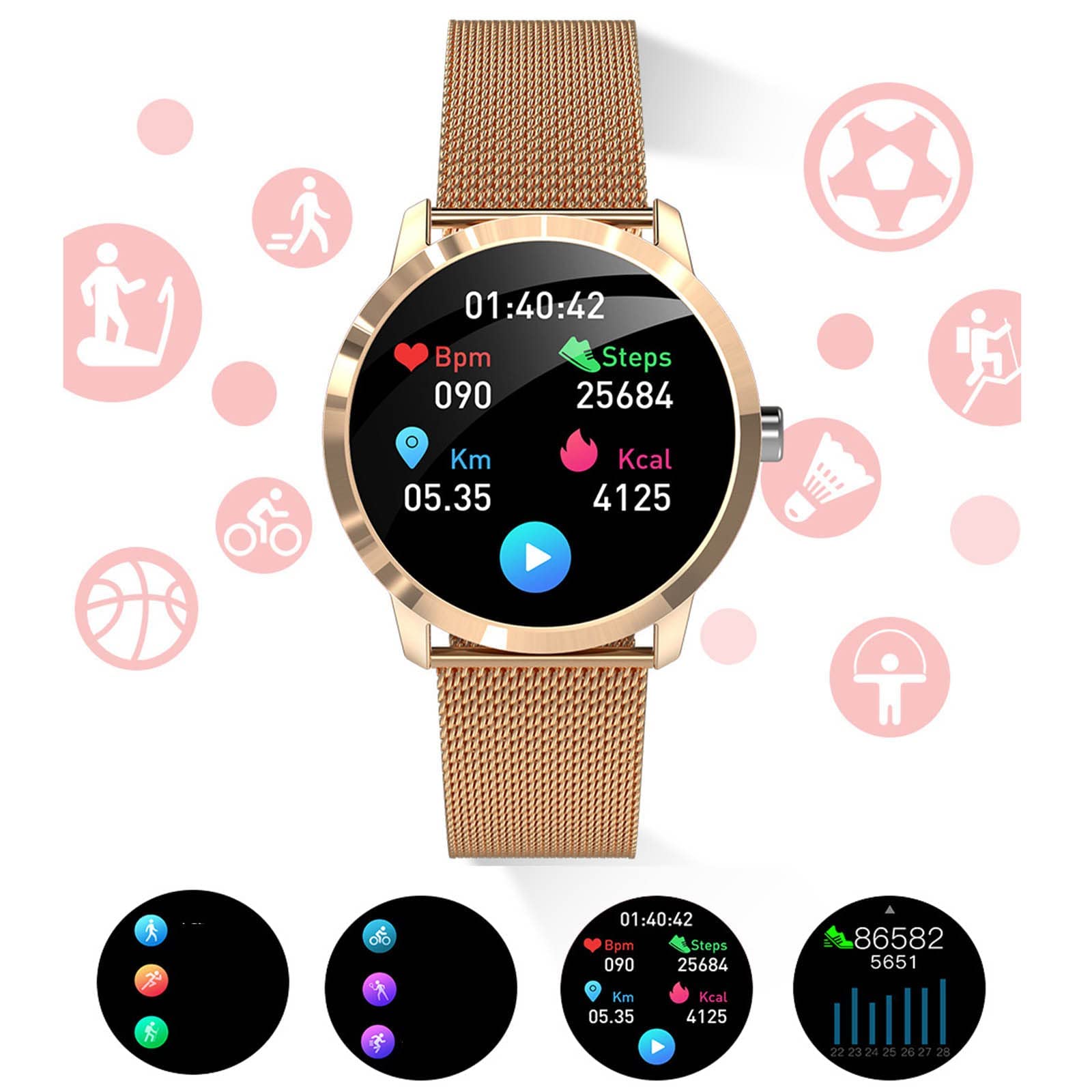 Inteligentny zegarek Wiadomości Push Tracker aktywności Przypomnienie o połączeniu telefonicznym Wodoodporny Monitor aktywności fizycznej Zegarek z alarmem bezruchu Inteligentna opaska Kalorie