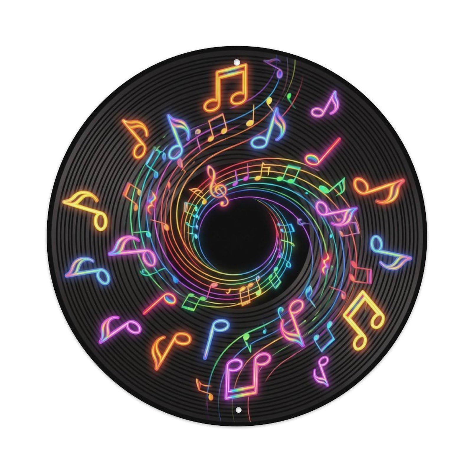 Colorful Music Vinyl Records Entwine Rainbow Paths Metal Tin Sign